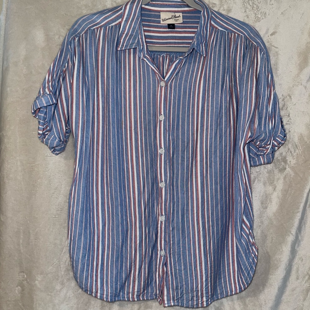 Universal Threads Stripped Red White & Blue Button Up Shirt